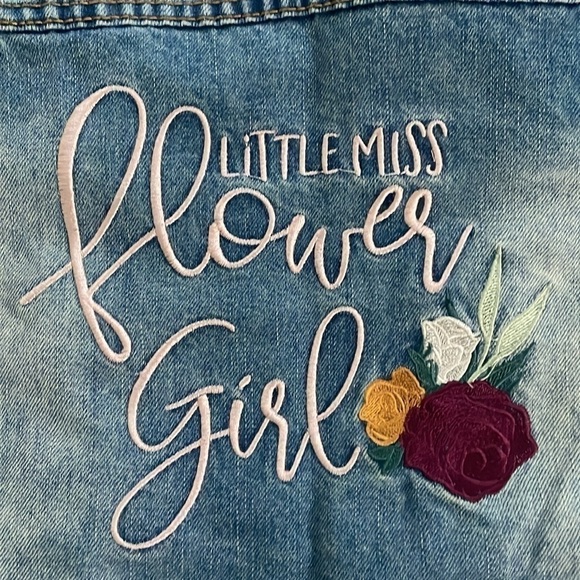 Girls flower girl Jean jacket. Size large/6 - Picture 4 of 4